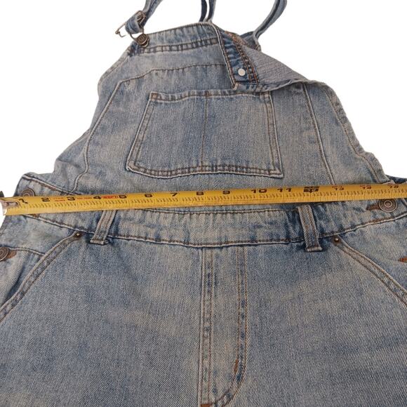 90s Grunge Overalls One Shoulder Women Sz S Lt Blue Distress Holes Shred Fray - Picture 14 of 15